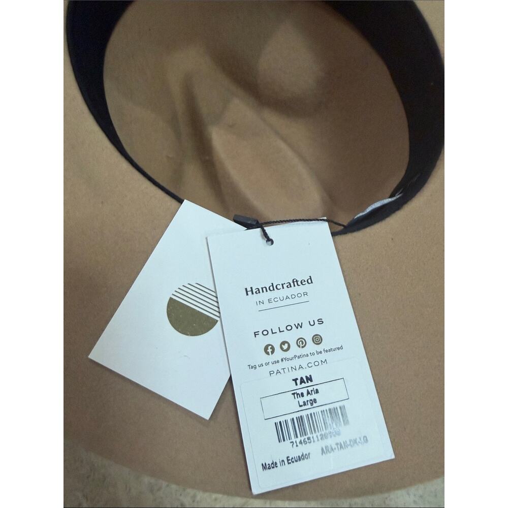 Patina The Aria Tan Wool Fedora Western Hat Handcrafted Wide Brim L - Picture 5 of 9